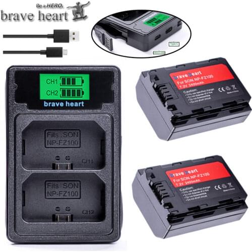 NP-FZ100 NPFZ100 NP FZ100 NP FZ100 Battery + TYPE-C DUAL USB charger for Sony NP-FZ100, BC-QZ1, Sony a9, a7R III, a7 III, ILCE-9