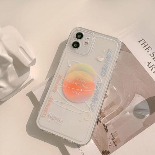OEING Color Planet Phone Case For iPhone 12 11 Pro Max mini XR X XS MAX SE Transparent TPU Shockproof Mobile Phone Shell Cover