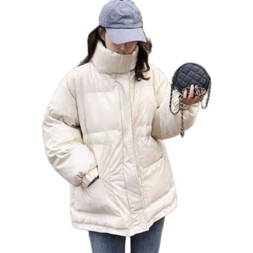 Puffer Cotton Womens Black Jacket 2021 Winter New Short Parkas Women Korean Large Size Loose Coat Thick Warm Splicing Woman Top