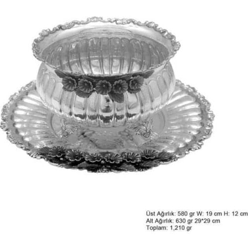 Freesia Flower Patterned Silver Boller