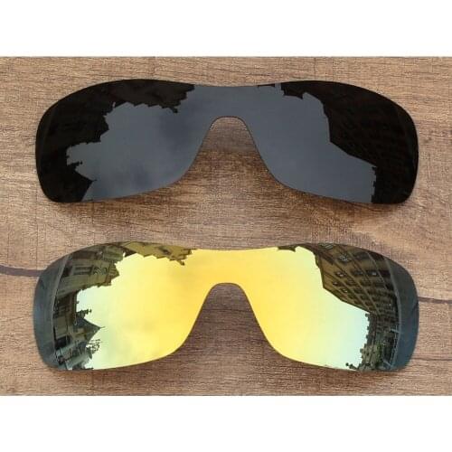 Vonxyz Two Pieces Stealth Black & 24K Mirror Polarized Replacement Lenses for-Oakley Antix Frame