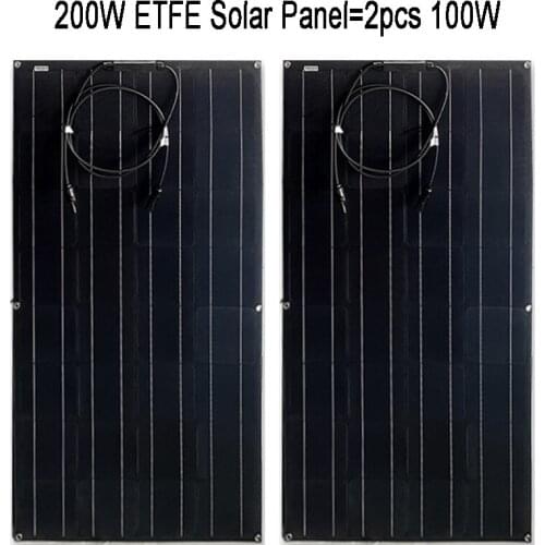 Solar Panel 200W 32pcs 12V Flexible Monocrystalline Cell Off Grid System RV Marine Solar Panels 18V 2pcs 100W