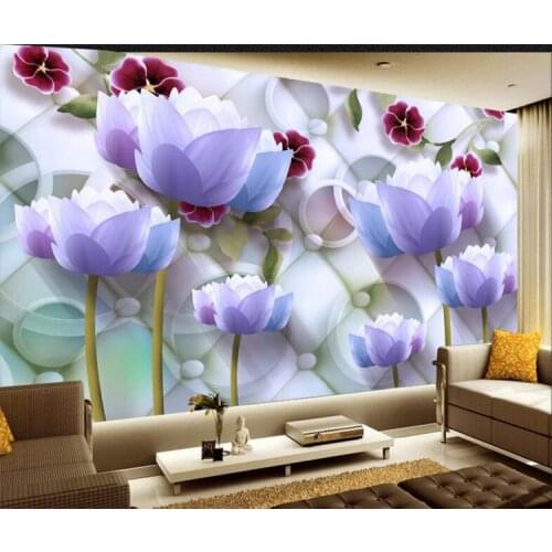 Modern Background Large Painting Lotus Circle Soft Pack Murales De Pared 3d Wallpaper Hotel Badroom Mural for Living Room