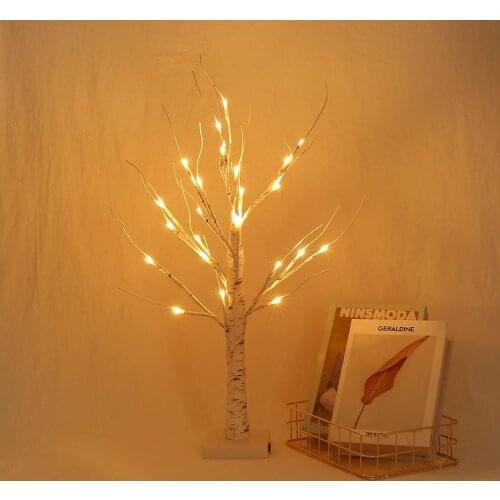 45/60cm LED Battery Operated White Birch Tree night Light Table Light Christmas Wedding Bedroom Decorative Tree Branches Lamps