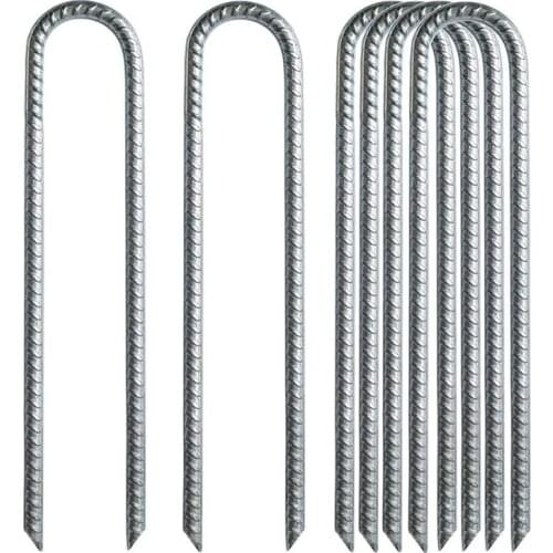 Top!-6Pcs Garden Ground Rebar Stakes Tent Nails Galvanized Steel U Pegs Gardening Anchors, Heavy Duty Landscape Pins 12 Inch
