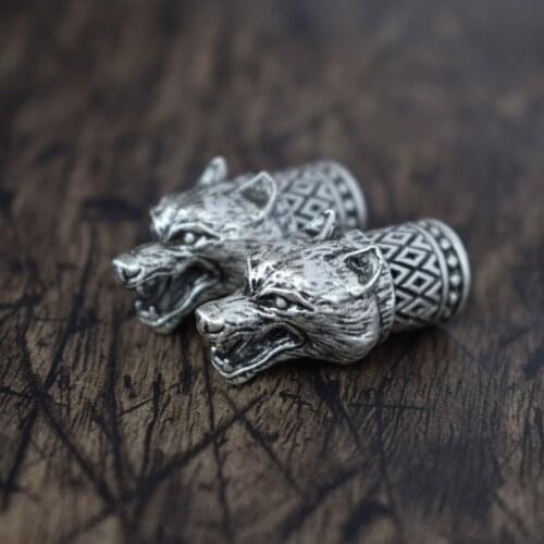 Wolf Beads Charms For Braceletnorse Mythology Diy Scandinavian Accessories (Hole 6mm)