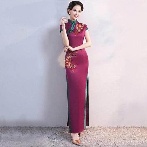 S-4XL Grren Party Cheongsam Vintage Chinese Style Spring Long Evening Dress Oriental Woman Elegant Qipao Vestido Plus Size