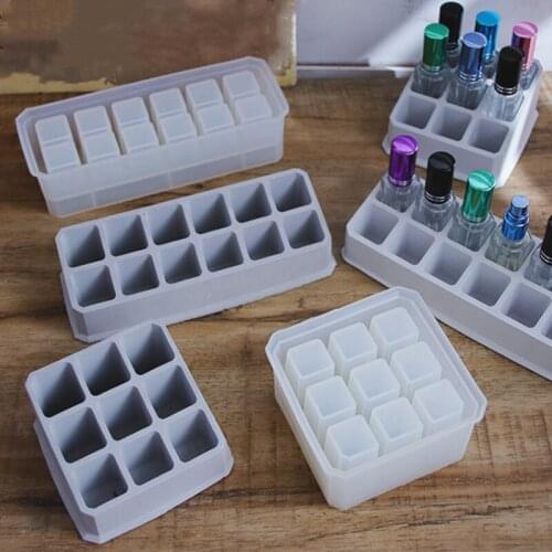 1 piece 9 grid / 12 grid box silicone mold UV epoxy resin jewelry mold lipstick lipstick storage box crafts decoration mold