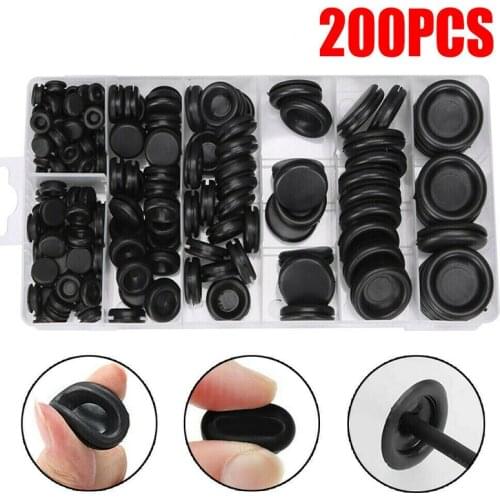 200PCS Rubber Grommet Blanking Hole Wiring Cable Gasket Rubber Seal Assortment Set Hardware Tools Parts