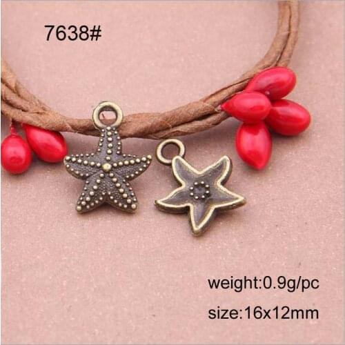 30pcs Antique Bronze Tone Alloy Starfish Charm Pendants 16X12mm Jewelry Findings Wholesales