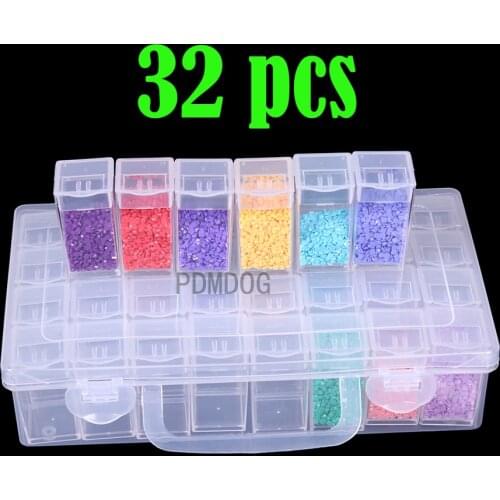 32/64 Bottles Jar Square Diamond Painting Storage box Diamond Painting Accessories Beads Container Mosaic Storage boxes Tools