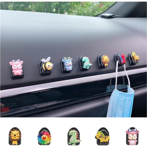 5pcs Car Hooks Organizer Storage Self Adhesive Holder For USB Cable Headphone Keychain Trunk Bag Invisible Hanger Fastener Clip