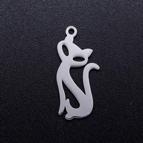 5pcs/lot Cute Cat Stainless Steel DIY Charms Wholesale Jewelry Making Charm High Polished Never Rust Charm for Bracelet Making