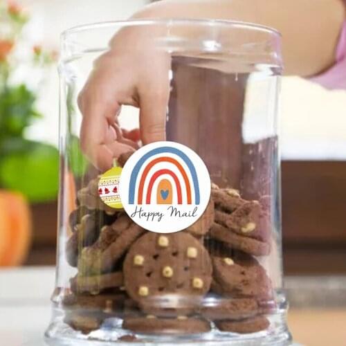 500pcs 1.5 Inch Rainbow Happy Mail Stickers Round Label Stickers for Bags Greeting Cards Flower Bouquets Gift Wraps Tags