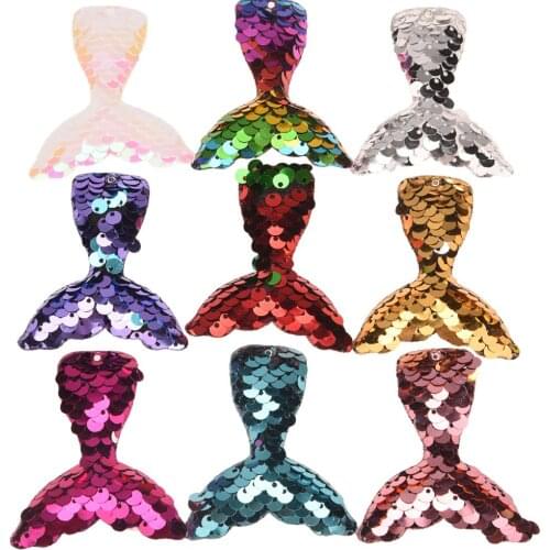 9pcs Sequin Accessory 5cm*6cm Mermaid tail Glitter Hair Accessories Key Ring Hang DIY Mermaid Accessory Hair Accessories
