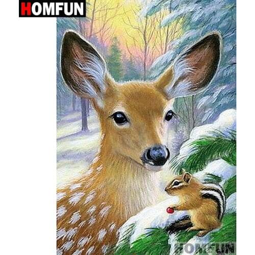 HOMFUN Full Square/Round Drill 5D DIY Diamond Painting "Animal deer" Embroidery Cross Stitch 5D Home Decor Gift A07028