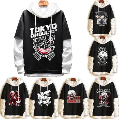 Anime Tokyo Ghoul Cosplay Hoodies Kaneki Ken Costume Sweatshirt Unisex Hooded Sweater Clothing Tops Fake Hip Hop Two Piece