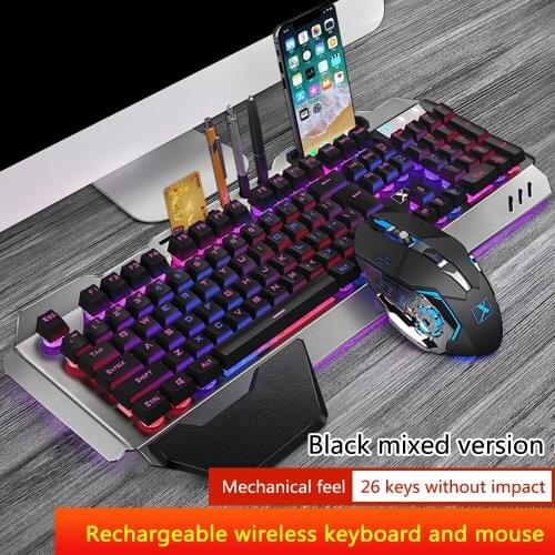 K680 Wireless Gaming Keyboard and Mouse Backlight Metal Panel Rechargeable RGB Backlit Gamer Mouse Waterproof Keyboard Kit