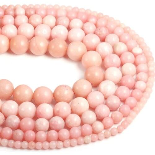 Natural Semi Precious Stone Beads Pink Opal DIY For Making Necklaces Bracelets Earrings Etc 4 /6/8/10 mm 38cm For Sale