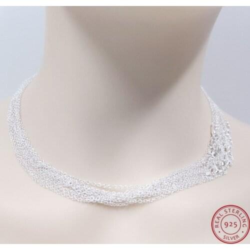 10pcs wholesale Genuine Silver Chains Necklace for Women Men Jewelry fashion pendant necklace 16,18,20,22,24 inch