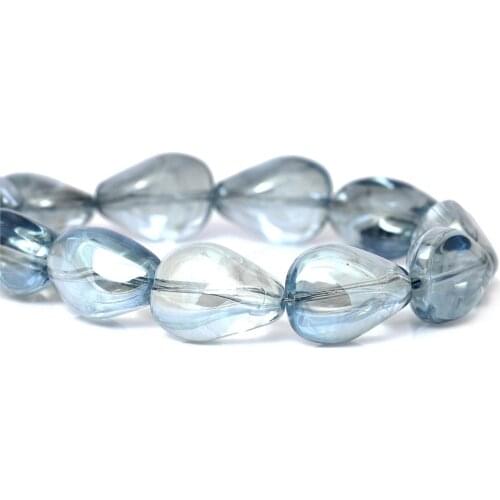 DoreenBeads Glass Loose Beads Teardrop Steel Gray Transparent About 18mm(6/8")x 14mm(4/8"),Hole: Approx 1.2mm,20 PCs new