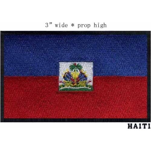 Haiti 3" wide embroidery flag patch for army badge/sewing supplies/small tall tree inside