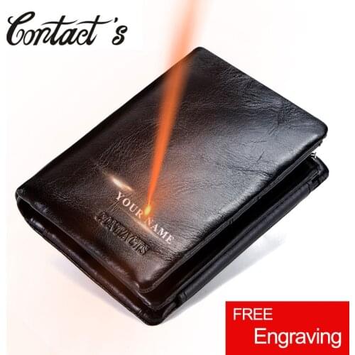 Contacts 100% Genuine Leather Men Wallet Zipper&Hasp Men Walet Short Male Clutch Multi-Functional Cowhide Coin Purse For Men