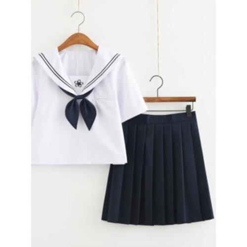 Sailor Suit Jk School Uniform Cute Girl Daily Dress Jpanese Kawaii Sakura Exquisite Embroidery Bowknot Preppy Suit Top + Skirt