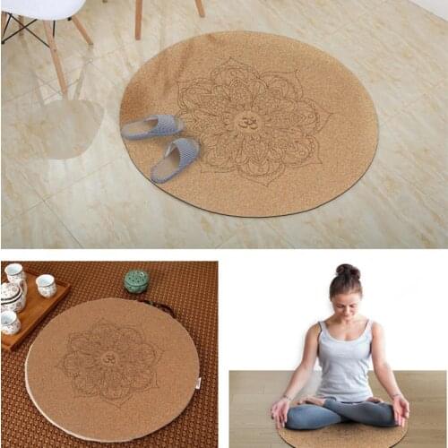 Yoga Mat Little Round Cork Rubber 60x60cmx3mm Non Slip Yoga Cushion Meditation Cushion Pad Pilates Pad for Home Outdoor sy998