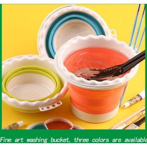 Arrtx Scrubbing Bucket Paint Bucket Oil Resistant Collapsible Silicone Art Bucket Gouache Oil Painting Convenient Varnish Bucket