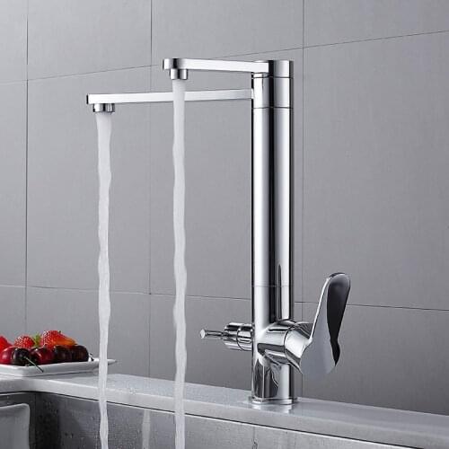 Kitchen Faucet Dual Function 3 Way Water Filter Black/Chrome Kitchen Faucet Marble Pure Water Kitchen Faucet Filler Tap Torneira