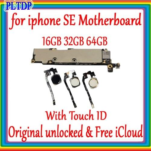 100% Good Tested for iphone SE Motherboard with Touch ID Plate Original unlocked for iphone 5SE SE Logic board,16GB /32GB /64GB