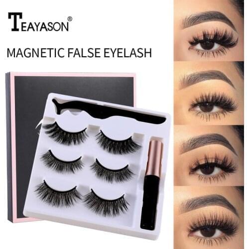5/3Pair Magnetic Eyelash Set Magnet Liquid Eyeliner &Magnetic Eye Lashes Tweezer Set Repeated Use Eyelash Extension TSLM1