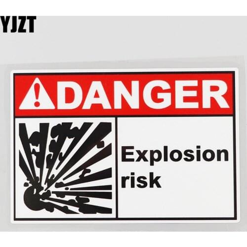 YJZT 12.3CM×8.2CM Warning Explosion Risk Danger Decal PVC Car Sticker 12C-0133