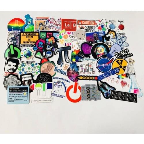 51PCS Science Chemistry Lab Stickers Blockchain Code Brain Scientists Funny For Child Gift Decor Luggage Car Stickers Decals