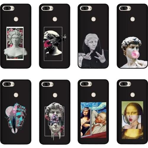 QAQsam Soft TPU Silicone For Asus Zenfone Max Plus M1 ZB570TL Case Back Cover Cartoon Statue Abstract Art Painted Cases