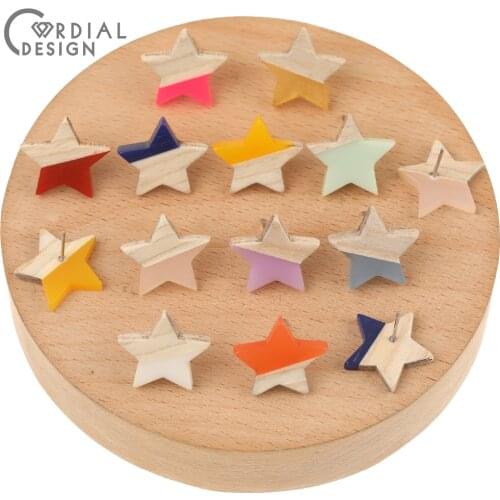 Cordial Design 100Pcs 17*17MM DIY Accessories/Earrings Stud/Hand Made/Star Shape/Natural Wood/Jewelry Findings & Components