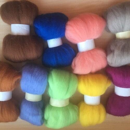 WFPFBEC wool for felting 90g 9colors 10g/color wool roving fiber needle felt