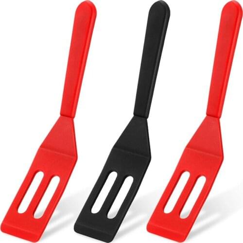Silicone Brownie Serving Spatula,Heat Resistant Slotted Spatula,for Nonstick Cookware Cooking Baking,Black & Red,3 Pcs