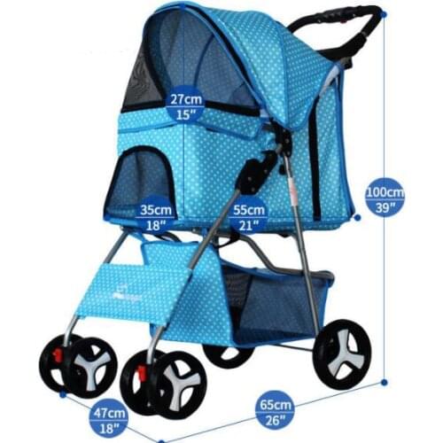 Dot style Folding Dog Stroller Portable Dog trolley pet cart