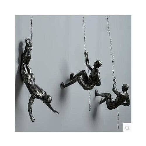 Resin Arts Restaurant Bar retro industrial wind wall decorations hanging wall climbing Figure Pendant creative background living