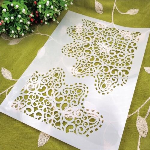 21*29.5 Seaweed wave scrapbook stencils spray plastic mold shield DIY cake hollow Embellishment printing lace ruler Easter