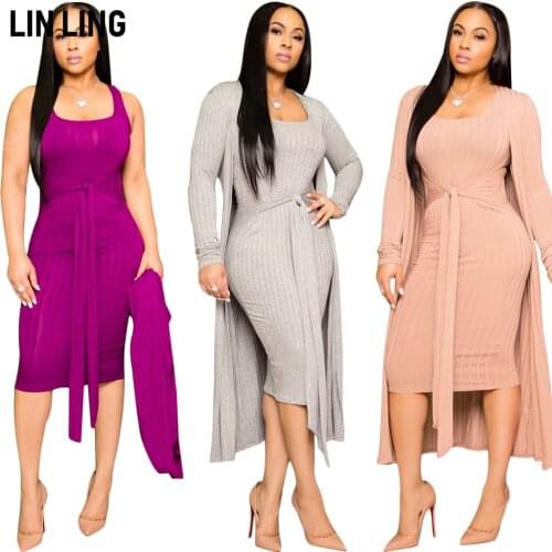 LINLING Intellectual and Elegant Two-piece Dress with Drawstring Bra and Long Sleeve Cape Knit Clothes for Women