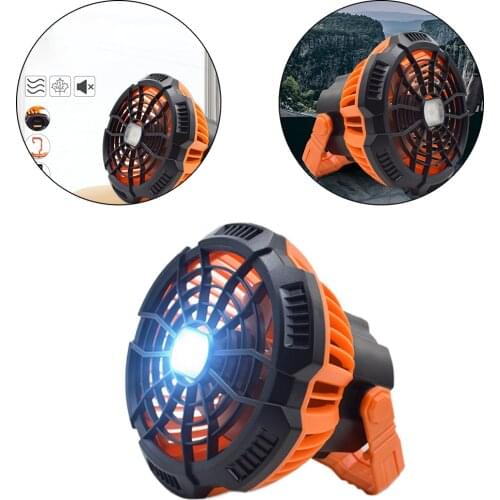 Camping Fan with LED Lamp Portable Cooling Tent Fan Quiet Rechargeable Lightweight