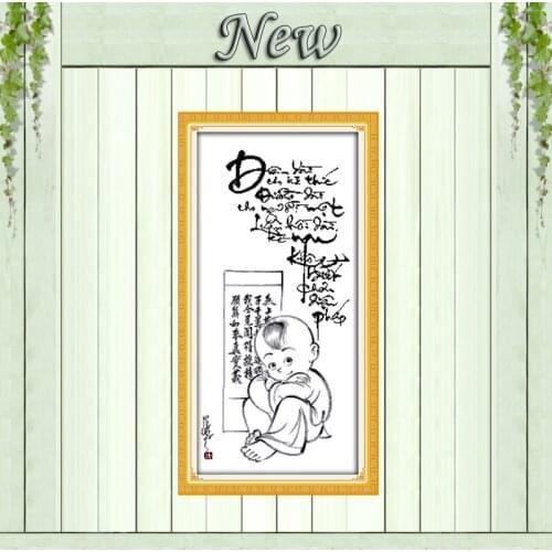 Vietnam Little monk Folk custom home decor painting counted print on canvas DMC 11CT Cross Stitch Needlework Set Embroidery kits