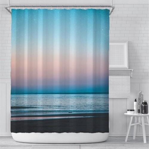 Sea Beach Palm Tree 3D Waterproof Shower Curtain Summer Natural Scenery Bathroom Accessories With Hook Curtains Home Decoration