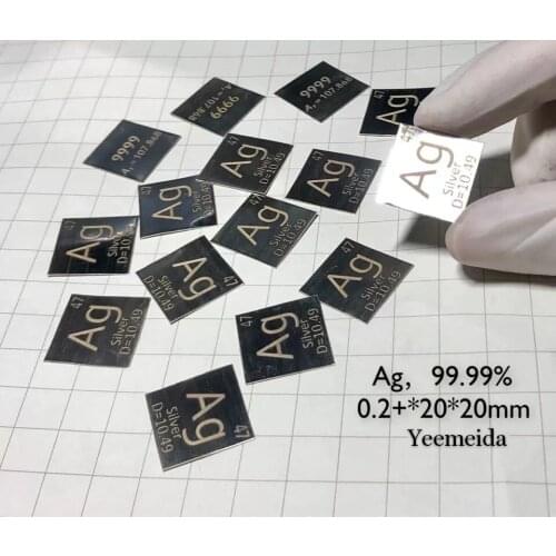 High Purity Silver 4N Ag Carved Element Periodic Table Sheet 20*20*0.2 mm
