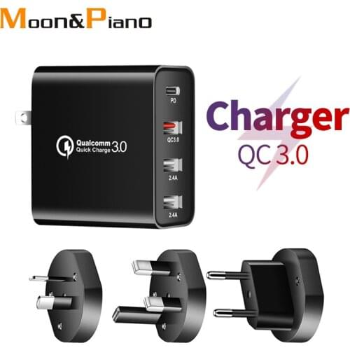 EU UK US AU QC3.0 Charger 48W Fast Charging High Quality Multi-port USB Type-c Interfaces Wall Home Travel Plug Adapter