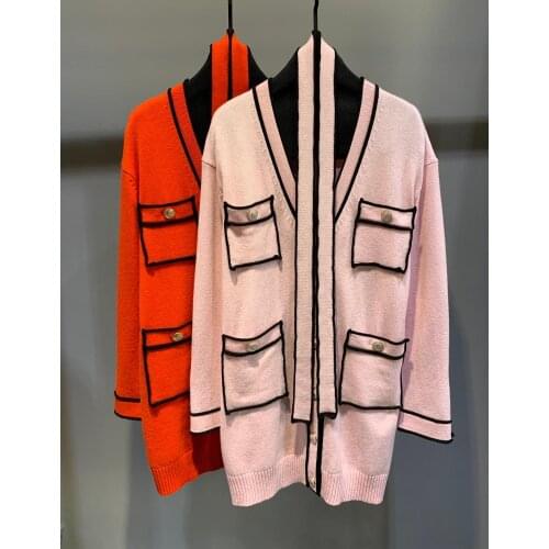2020 Autumn High Quality Women Cashmere Knitted Long Cardigans Sweater Female Fashion cCoat 2 Color Gdnz 11.20