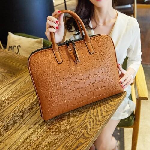 Womens Briefcase Bags For 13 14 15 15.6 inch Laptop Bolsos Business Bag Handbags High Quality Leather Office Shoulder Bags Tote